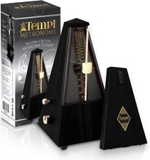 Tempi Mechanical Metronome for Musicians - 2-Year Warranty - Black