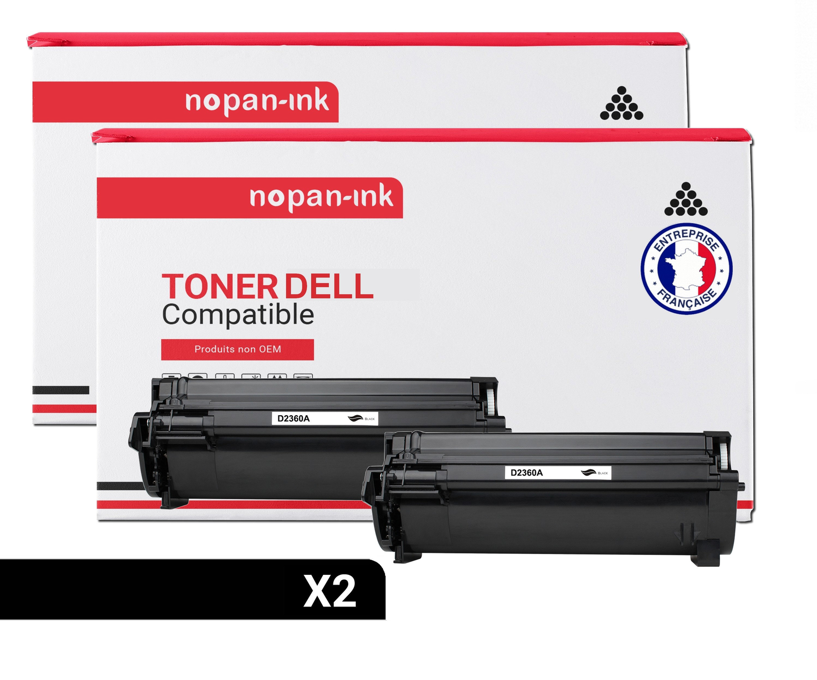 Toner 593-11165 noir NOPAN-INK haute precision pour texte net x2