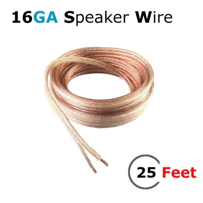 #ad 25FT Clear 16 GA Gauge Car Home Theater Audio Speaker Cable Wire $59.99