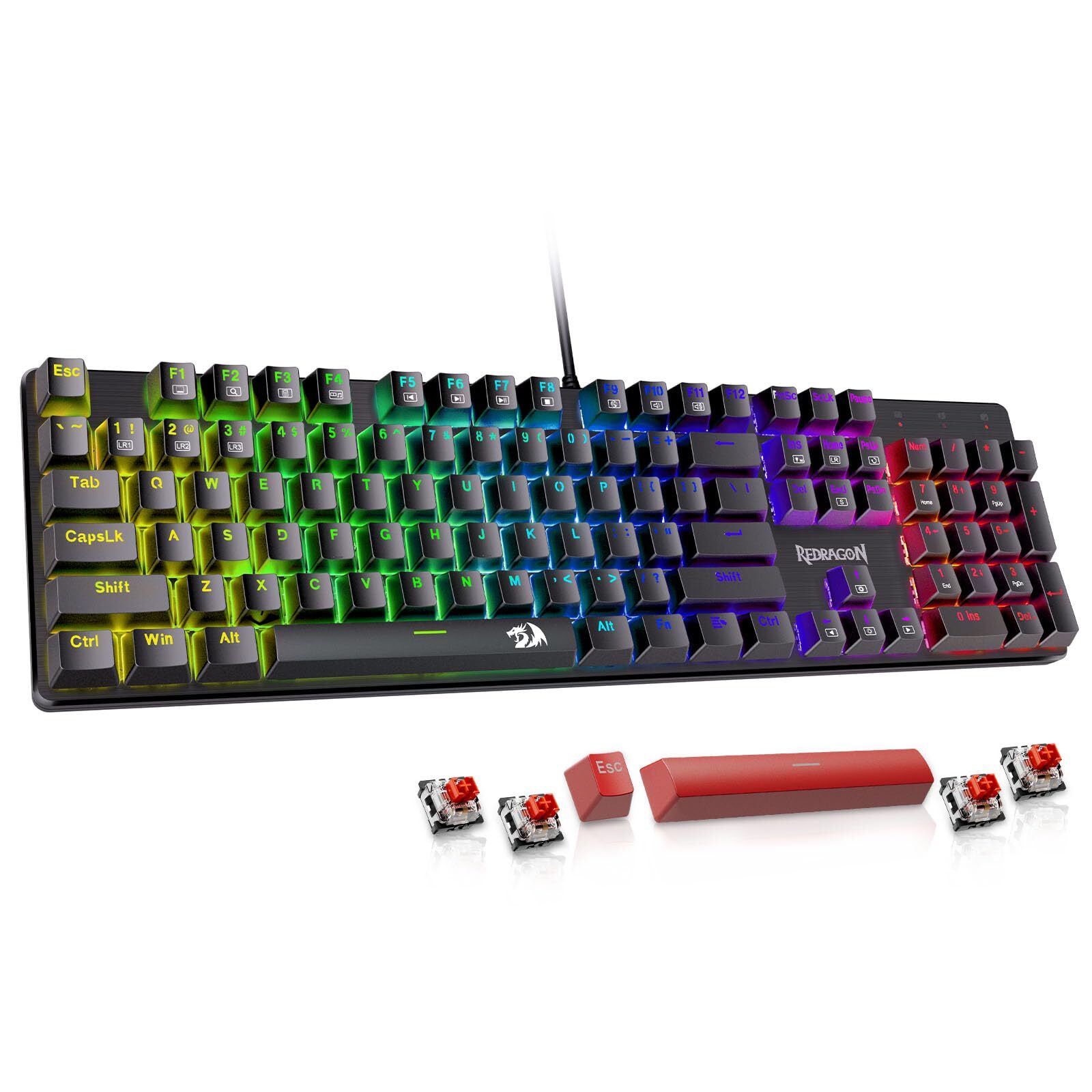 Redragon Mechanical Gaming Keyboard, Wired Mechanical Keyboard with 11 Progra...-image