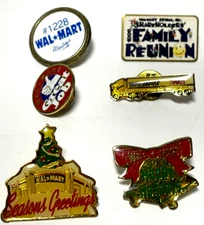 Walmart Button Pins Vintage LOT of 6 Shareholders 1996 Family Reunion Store 1228