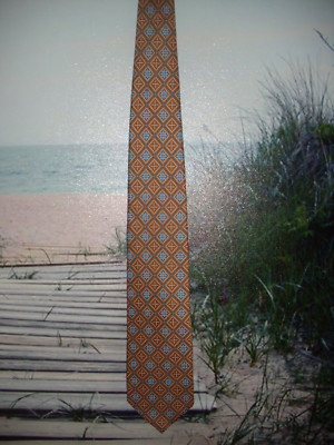 Cape Cod Neckwear Mens 100% Silk Orange Blue Patterned Tie