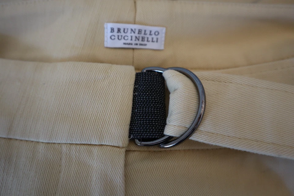 Pantalones Cortos Brunello Cucinelli Monili Amarillo Algodón Sarga Puño Talla 10 32" Cintura Foto 2 de 4