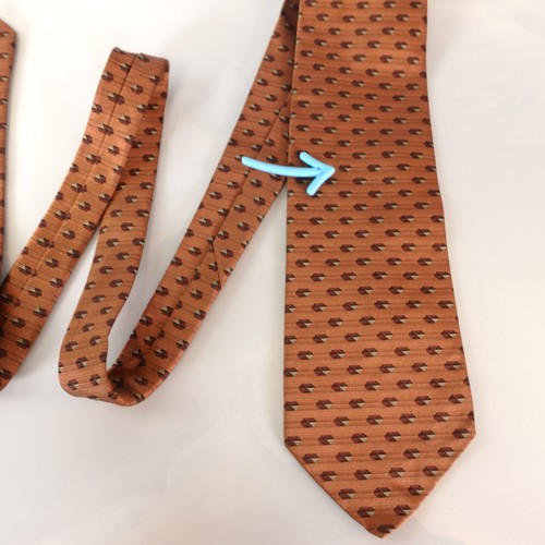 Orange Neck Tie Mens Geometric Lozenges Silk Careerwear IT DESIGN NETWORK Japan - Picture 9 of 11