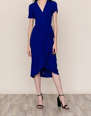 wrap pleated midi dress