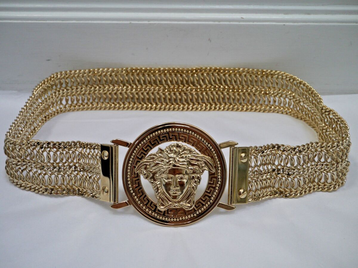 NEW VERSACE Medusa medallion buckle gold metal wide chain NEW VERSACE Medusa medallion buckle gold metal wide chain