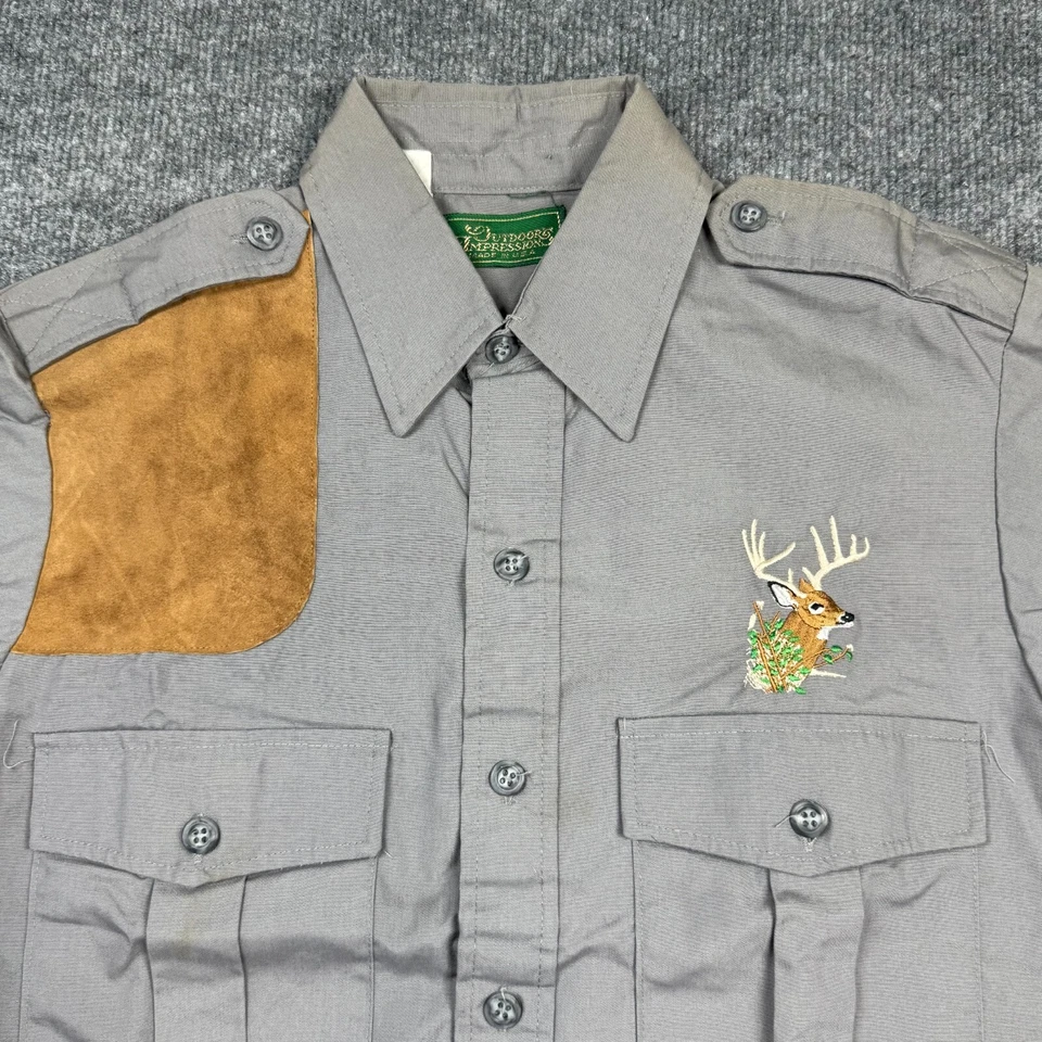 VINTAGE Outdoors Impression Shirt Mens Medium Khaki Long Sleeve Button Shooting - Image 3 of 4