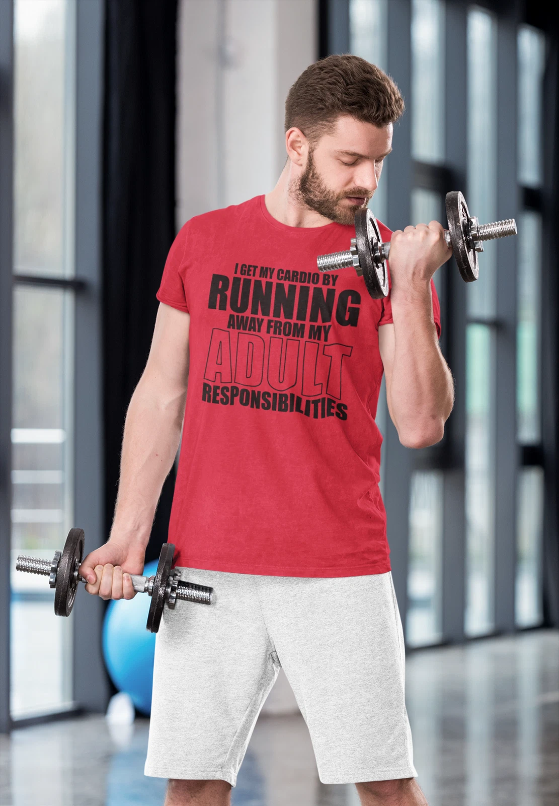 CLAE I Get My Cardio By Running Fitness Funny T Shirts for Men