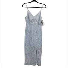 Line & Dot Lace Midi Dress Light Blue NWT