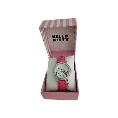 Sanrio Hello Kitty Watch Pink Band W/Bow Charm Silver Tone  display picture 1