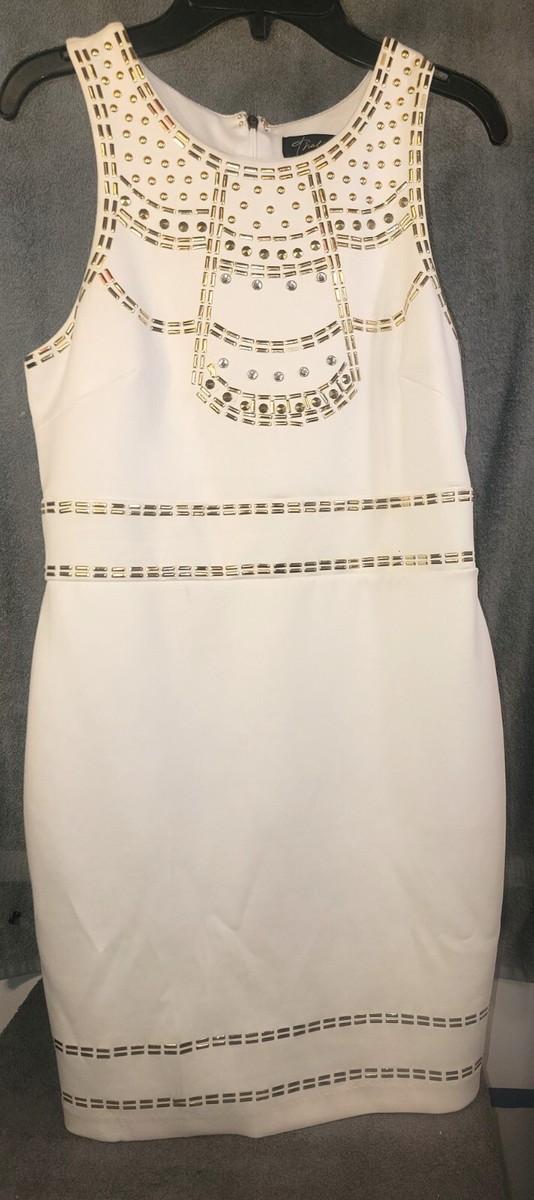 Thalia-Women's White Sodi gold trim Greek Goddess dress size S