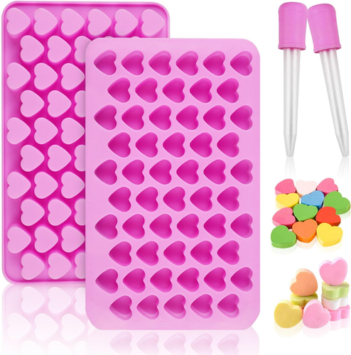 Silicone Molds for Wax Melts, 2 Pack Silicone Mini Heart Molds with 2 Droppers