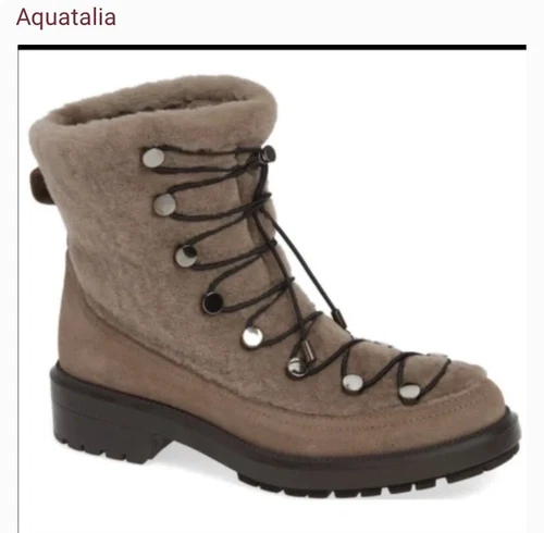 Aquatalia | Lorena Suede/Shearling Boots | Taupe Made in Italy. Size 7. Women’s