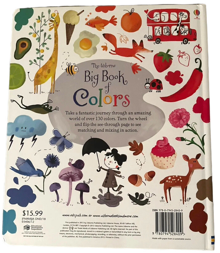 Usborne Books Big Book of Colors Large Board Book BRAND NEW