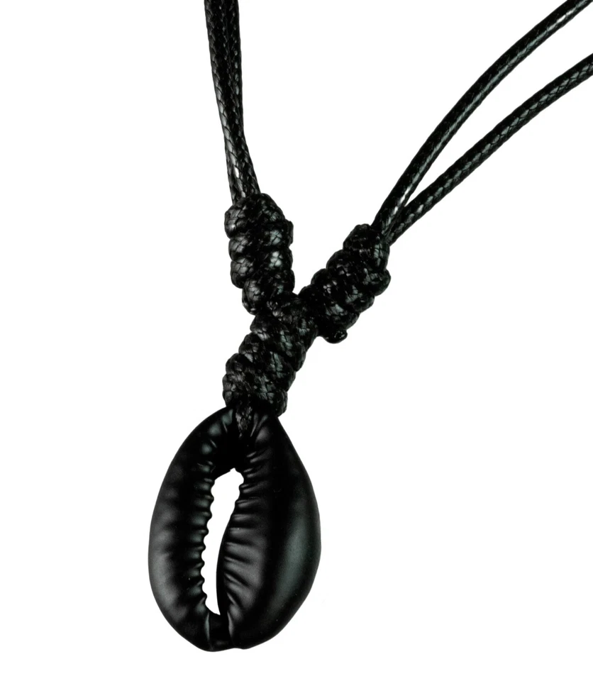 Collana Ciprea Girocollo Nero - Gioielli Cauri Conchiglia - Regolabile #4774 - Immagine 3 di 4