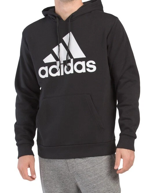 Adidas Golf Men's Fleece Pullover Hoodie Black White Logo Sweatshirt Size Medium