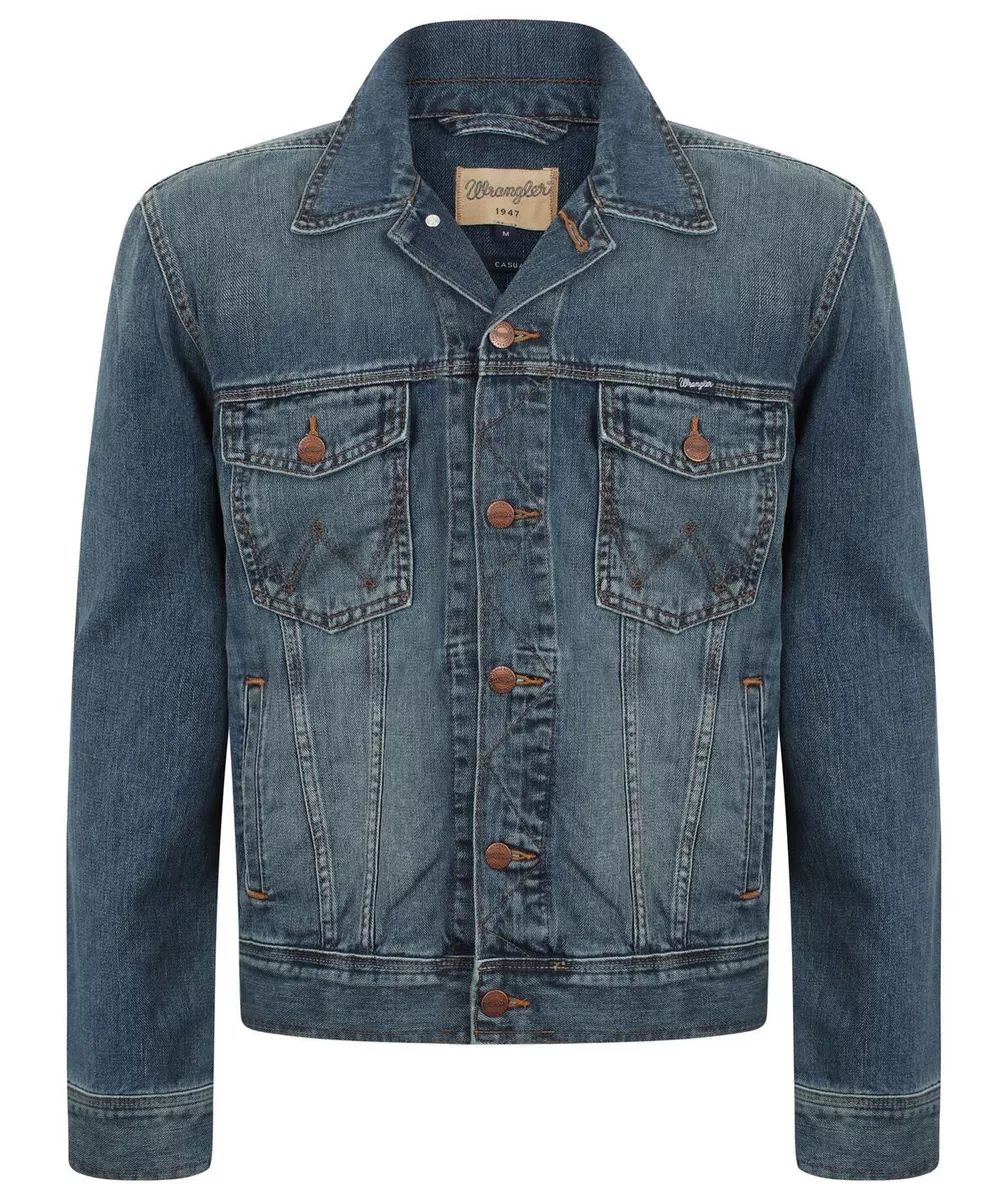 Por nombre golpear reparar CHAQUETA VAQUERA TRADICIONAL WRANGLER WESTERN PARA HOMBRE GRAN CALIDAD -  AZUL LAVADO PIEDRA | eBay