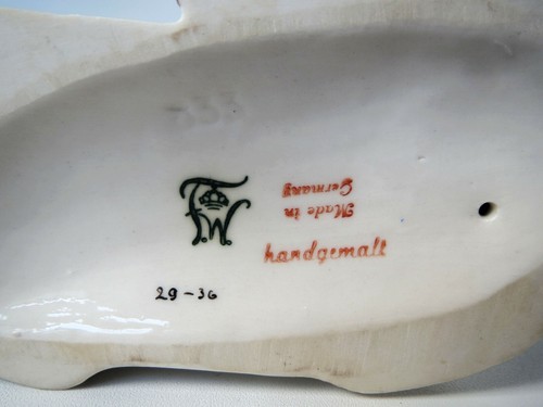 VTG Deer Doe Figurine Porcelain Porzellanfabrik Friedrich Wessel Germany 1950s - Picture 7 of 8