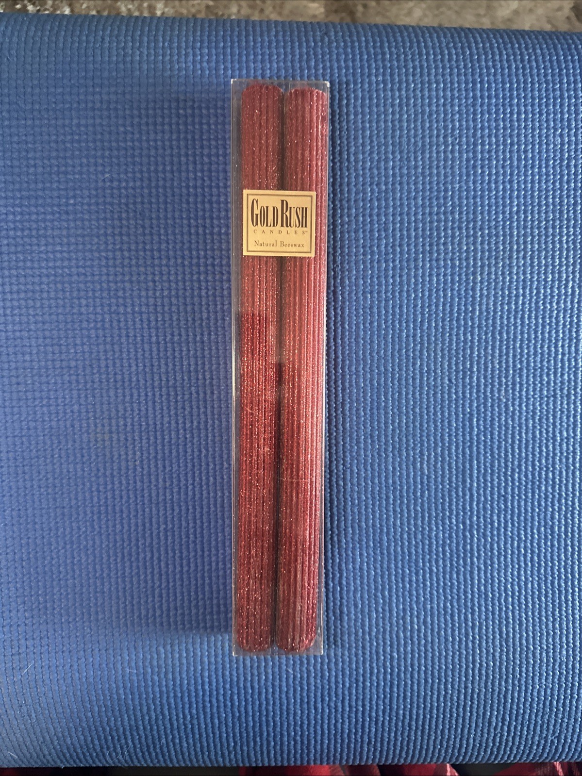 Gold Rush 12"H. Natural Beeswax Glitter Candles, Color: Red 