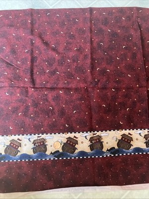1 yard 1990s Debbie MUMMS the WORD Noah Ark Double Border Burgundy