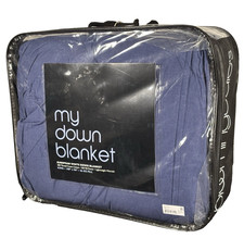 Bloomingdale s My Down Blanket King Navy European White Down 300TC Cotton