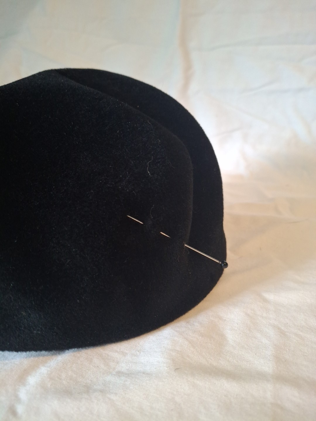 Jack McConnell Black Velvet Pleated  Hat With Pin image 2