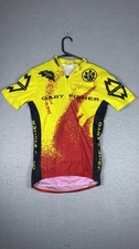 Gary Fisher Shirt Mens Small Yellow Red Cycling Jersey Short Sleeve 1/4 Zip MTB