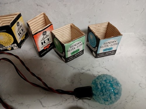 Vintage Christmas Tree Lights Ice Snowball Frosted GE Glita-Lites 7 Light Strand - Picture 8 of 21