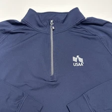 USAA Employee Uniform Long Sleeve 1/4 Zip Shirt Blue Sz XL Cutter & Buck