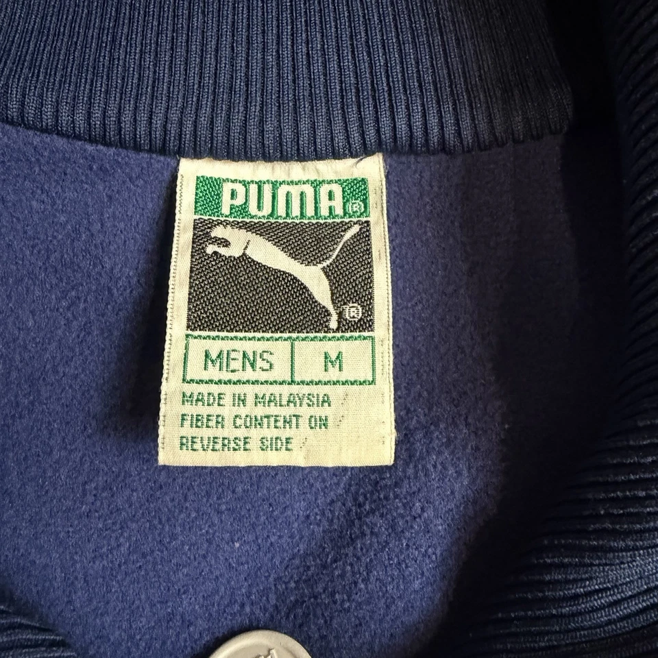 Chándal Puma de nailon brillante vintage años 80 para hombre talla M azul marino y blanco Foto 2 de 4