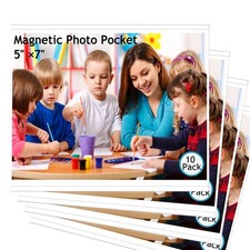 Mositear 10 Pack 5"x7" Premium Magnetic Picture Pockets 5X7 10Pack, White