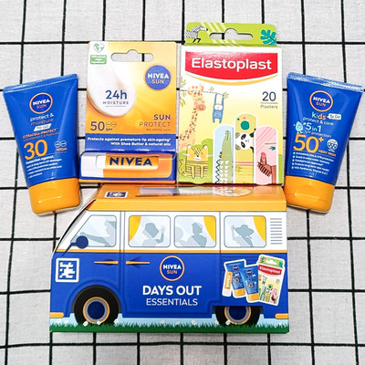 Nivea Sun Care Set Sonnencreme LSF30 Kinder LSF50+ Lippenbalsam Pflaster Reisegröße