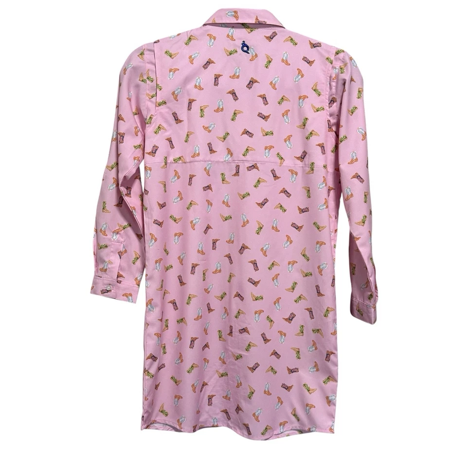 BlueQuail Niños Botas Estampado Botones Vestido Occidental Rosa UPF 50+ Talla 10 Foto 3 de 4