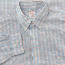 Brooks Brothers Shirt Men 15.5-32 Blue Red Check Plaid Long Sleeve Button Down