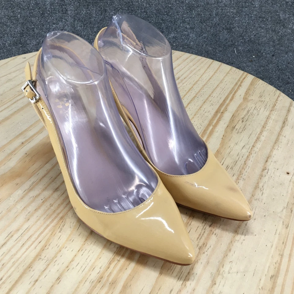 Vince Camuto Women 8M Yellow Stefania Slingback Pumps Pointed Toe Patent Leather - Image 3 of 4