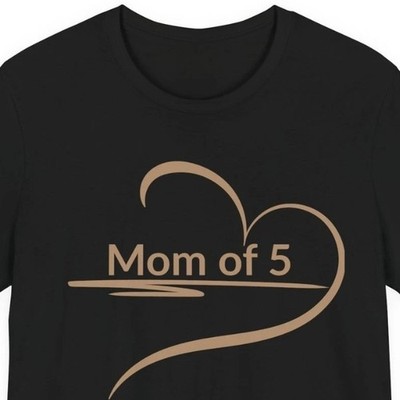 Mom of 5 Shirt Mothers Day Gift for Mom of Five Cute Heart Mom Life T-Shirt