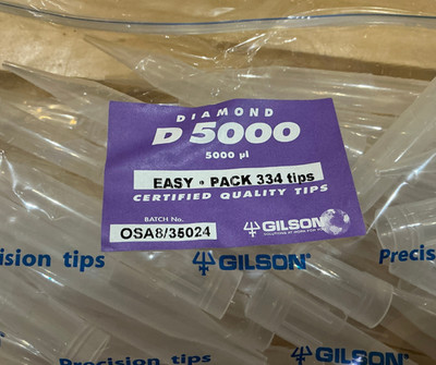 Gilson Diamond D5000 Pipettenspitzen 5 ml 5000 μL Easy Pack 334 Spitzen Neu Versiegelt Labor