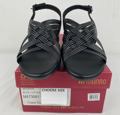 Munro Marianna Black Leather M473081 Sandals Heel Size 7M --OR-- 8N 3S4