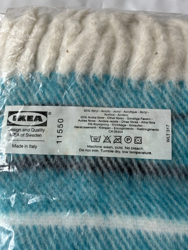 IKEA Of Sweden BLAMALLA Blue Striped Throw Blanket 51” X 67” Vintage NEW - Image 2 of 4