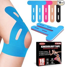 16 PCS Kinesiology Tape for Knees, 4 Colors Knee Support Tape, Precut Knee Tape