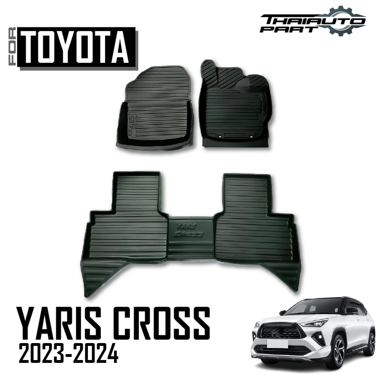 RHD Set Front Rear Floor Mats Liner Black For Toyota Yaris Cross