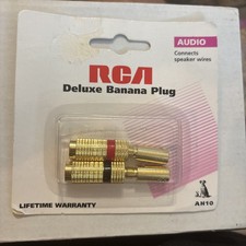 RCA Deluxe Banana Plugs 2 Pack Connects Speaker Wires AH10 Audio Up To 12 Gauge