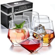 Hexagonal Stemless Wine Glasses Set (6pcs)