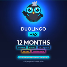 Duolingo Max 12 Months Premium   No Ads & Unl...