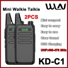 2-Piece Ultra Slim Mini Walkie Talkie Set - USB Charging 16 Channel Radio