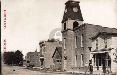 Street View Leonard MI Michigan 1911 RPPC Photo Postcard COPY