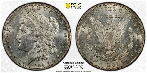 1894-S Morgan Silver Dollar $1 PCGS AU58 #0209