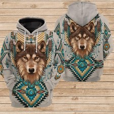 Native Spirit Wolf 3D Hoodie Tribal Native American Unisex Streetwear Pullover