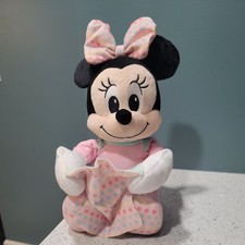 Disney Baby Minnie Mouse Peek-A-Boo Talking Musical 12" Plush Pink Dots TESTED