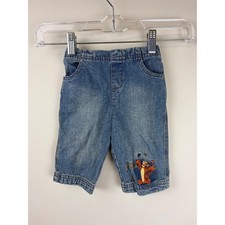 Y2K Disney Baby Jeans 6-9M Tigger Winnie the Pooh Embroidered Pull On Pants